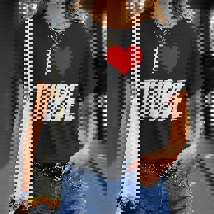 アイ・ラブ・チューブ・ハート Tシャツ 彼女への贈り物
