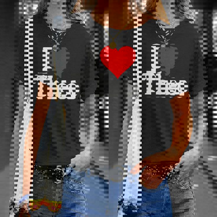 アイ・ラヴ・ハート・テオ・セオドア Tシャツ 彼女への贈り物