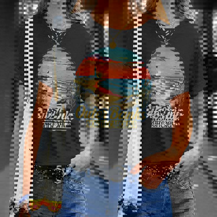 アウターバンクス ノースカロライナ コースタル サンセット ビーチ 灯台 Tシャツ 彼女への贈り物