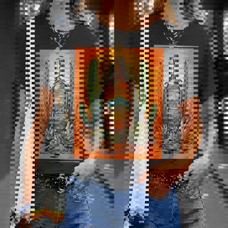 アガベ植物 テキーラボトル メキシカン メズカル アルコール ドリンク Tシャツ 彼女への贈り物