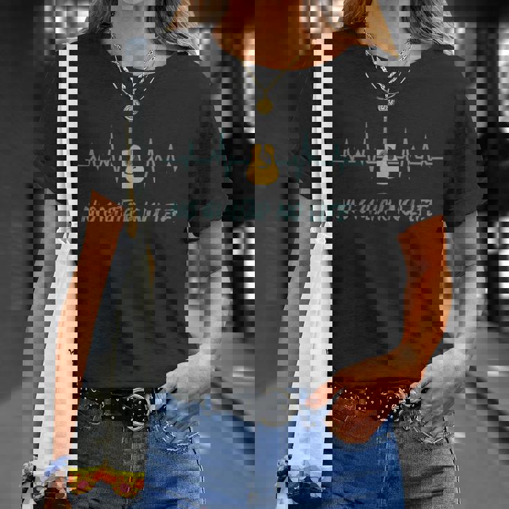 アコースティックギター No Guitar No Life ファニーギタリストミュージシャン Tシャツ 彼女への贈り物