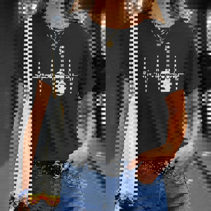 アコースティック・ギター・ハートビート ギター・ミュージシャン Tシャツ 彼女への贈り物