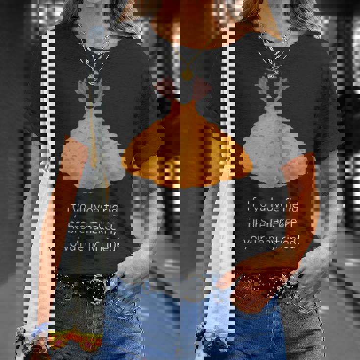 アジフライ好きなら、あなたは私の友達、アジフライ好き共有メッセージ Tシャツ 彼女への贈り物