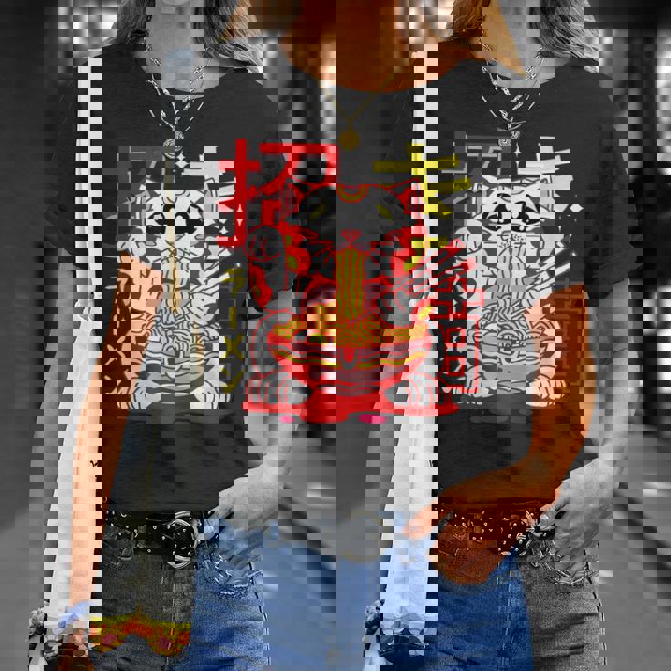 アニメ ラーメン 猫 レトロ 和麺 美的 カワイイ Tシャツ 彼女への贈り物