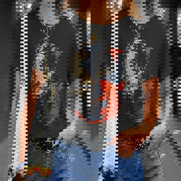 アニメ 日本の鯉 魚 陰陽 アート Tシャツ 彼女への贈り物