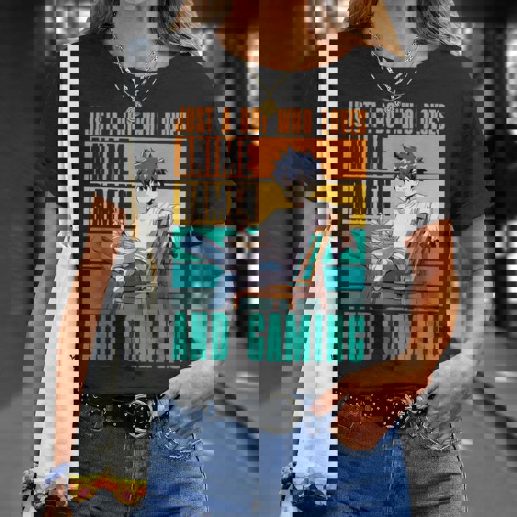 アニメラーメンとゲームが大好きな少年 カワイイゲーマー Tシャツ 彼女への贈り物