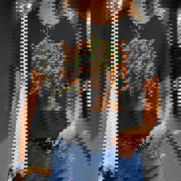 アフロ ブラック メラニン スキントーン メデューサ ヘビ ヘアスタイル Tシャツ 彼女への贈り物