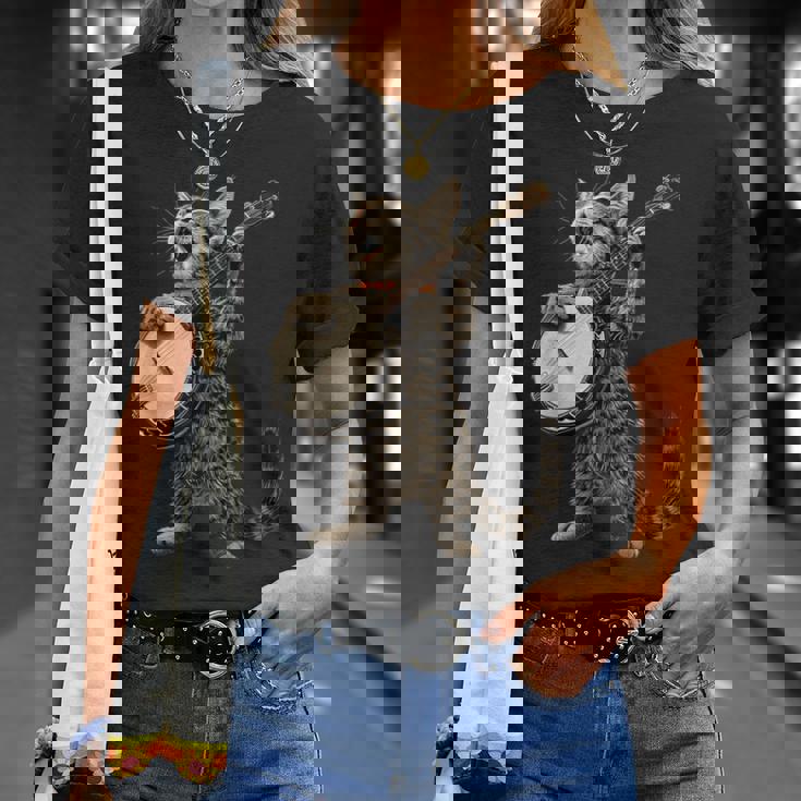 アメリカンショートヘアキャット ブルーグラス バンジョープレイヤー Tシャツ 彼女への贈り物