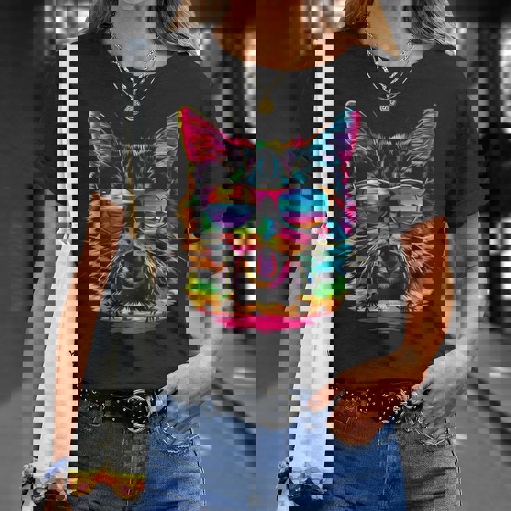 アメリカンショートヘアドッグサングラスポップアート Tシャツ 彼女への贈り物