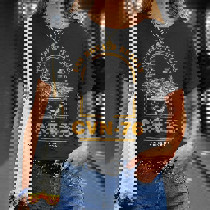 アメリカ海軍航空母艦 Cvn-76 ロナルド・レーガン Uss Ronald Reagan Tシャツ 彼女への贈り物