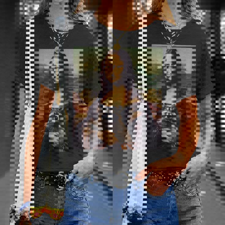 アライグマとモナリザ Tシャツ 彼女への贈り物