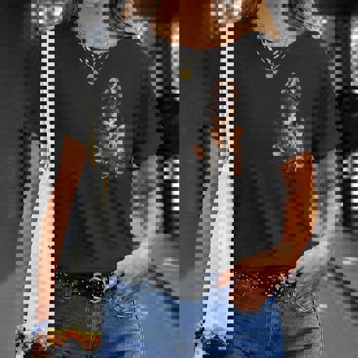 アルザス愛好家のためのポケットに入った面白いジャーマンシェパード Tシャツ 彼女への贈り物