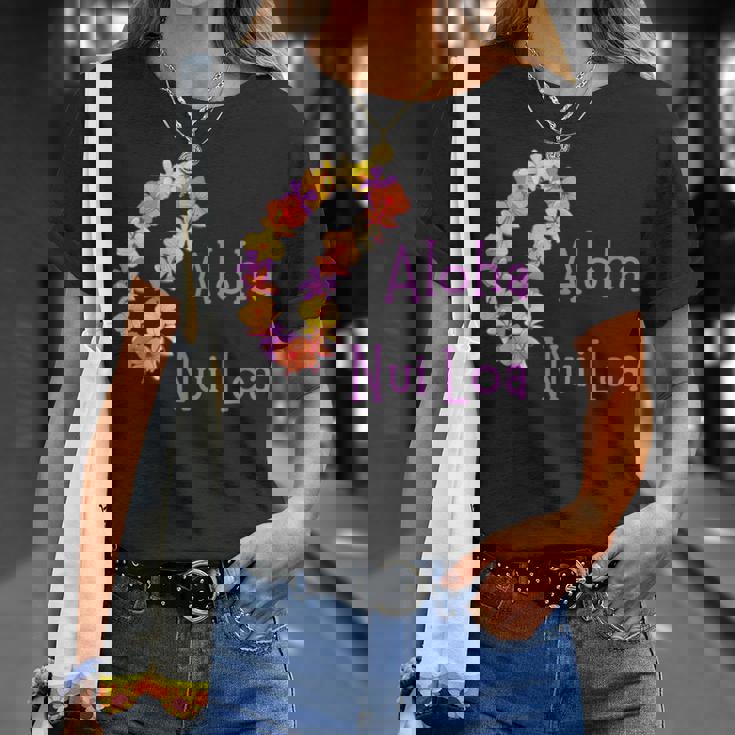 アロハヌイロアハワイアンとても愛し合うフラワーレイ Tシャツ 彼女への贈り物