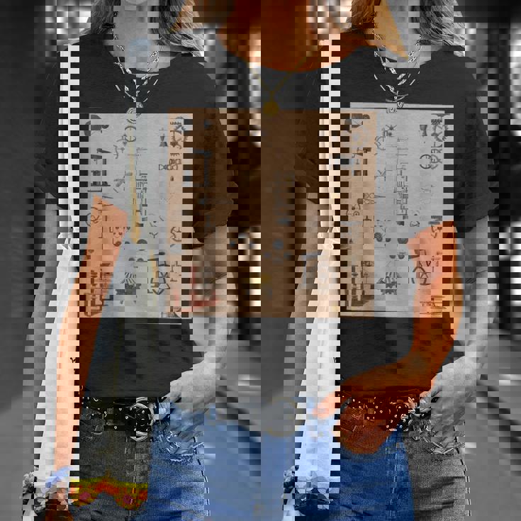 アンティークエンジニアリング機械科学パターン Tシャツ 彼女への贈り物