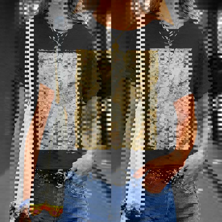 アンティーク地図 海の生き物 海賊 Tシャツ 彼女への贈り物