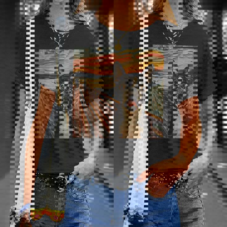 アート、面白いボストン テリア Tシャツ 彼女への贈り物