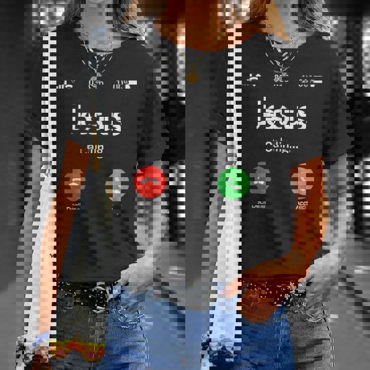 イエスは天国から呼びかけている-クリスチャンリビング Tシャツ 彼女への贈り物