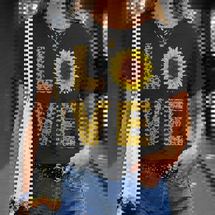 イエロー ひまわり ラブフラワー ひまわり 花柄 かわいい Tシャツ 彼女への贈り物