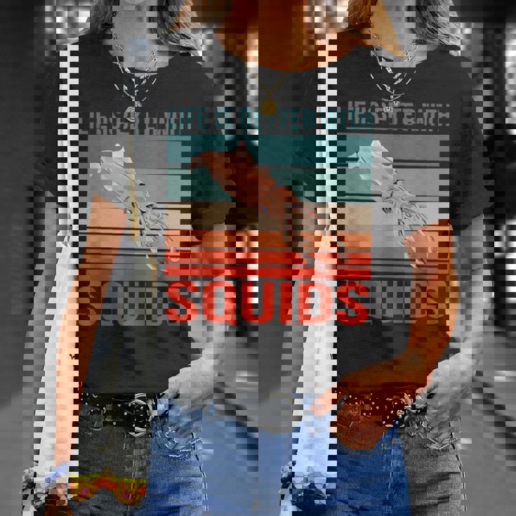 イカ ライフ・イズ・ベター 烏賊 イカ Tシャツ 彼女への贈り物