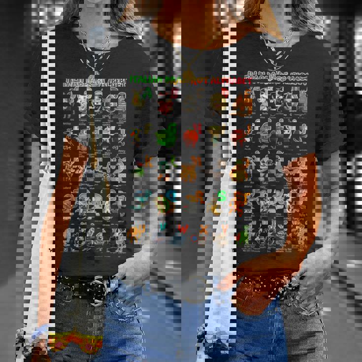 イタリアンブレインロットキャラクターの種類イタリアブレインロットアファベット Tシャツ 彼女への贈り物