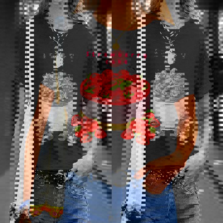 イチゴケーキ スイーツ デザート かわいい 春 パティシエ、普段着、いちご狩り、いちご、ストロベリー、お菓子 Tシャツ 彼女への贈り物