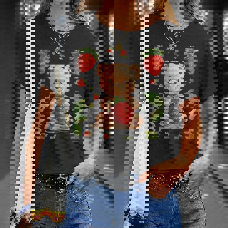 イチゴファンのための素敵なフルーツとテディベアのコスチューム Tシャツ 彼女への贈り物