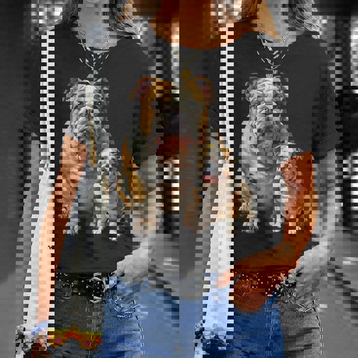 イングリッシュブルドッグの子犬とイングリッシュブルドッグ Tシャツ 彼女への贈り物