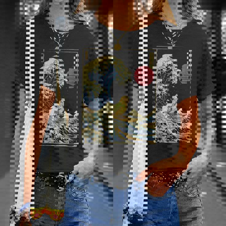 インコ 鳥 神奈川 波 おもしろ サーフ 動物 Tシャツ 彼女への贈り物