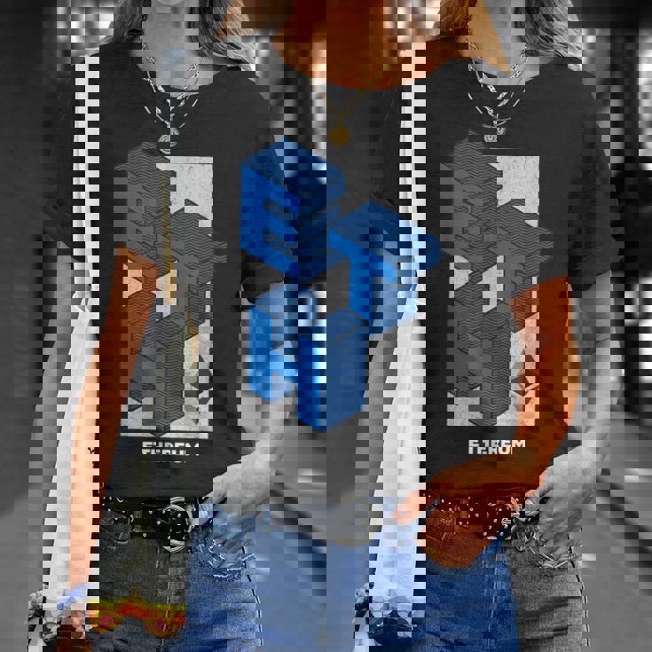 イーサリアム クリプトアイソメトリックテキスト Eth 暗号通貨シャツ Tシャツ 彼女への贈り物