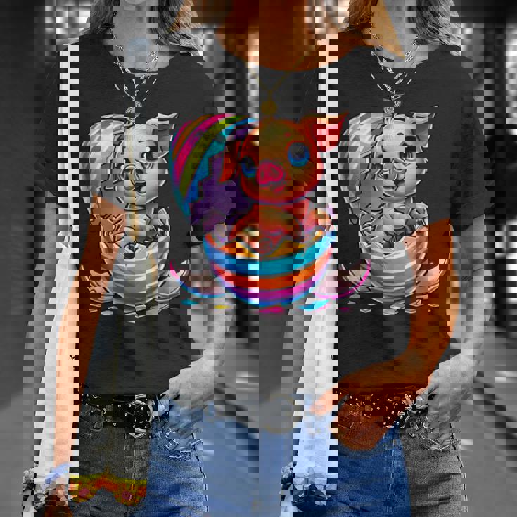 イースターエッグのかわいい赤ちゃん豚の漫画アート。 Tシャツ 彼女への贈り物