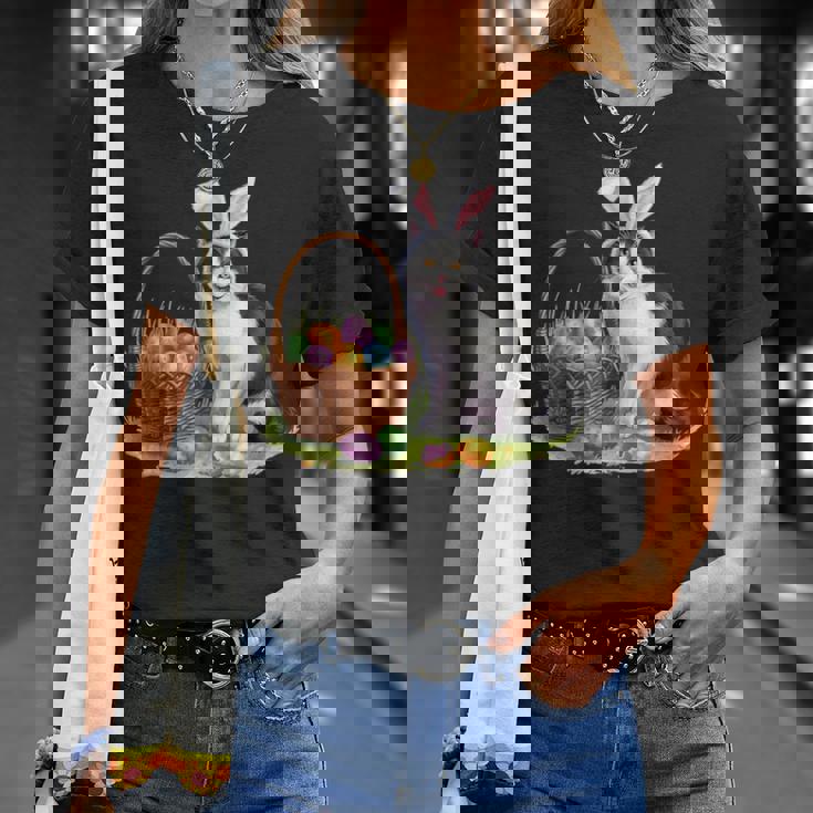 イースターデー 猫 バニー 耳 卵 イースター ウサギ 男性 女性 キッズ Tシャツ 彼女への贈り物