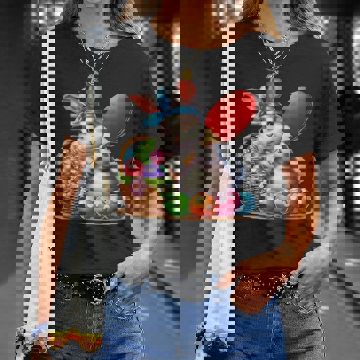 イースターバニー卓球ウサギイースターエッグ卓球 Tシャツ 彼女への贈り物