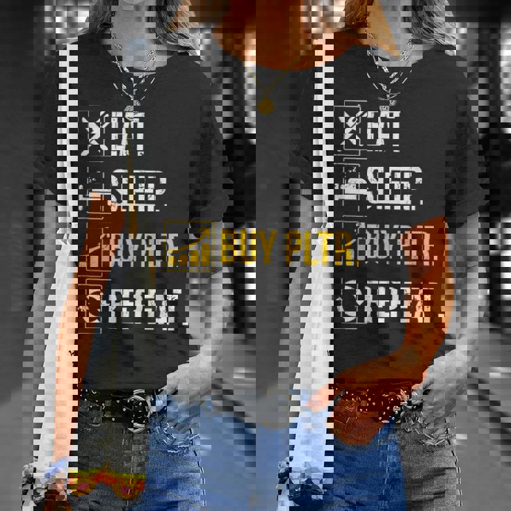 イートスリープインベストベスト Pltr購入パランティア投資。 Tシャツ 彼女への贈り物