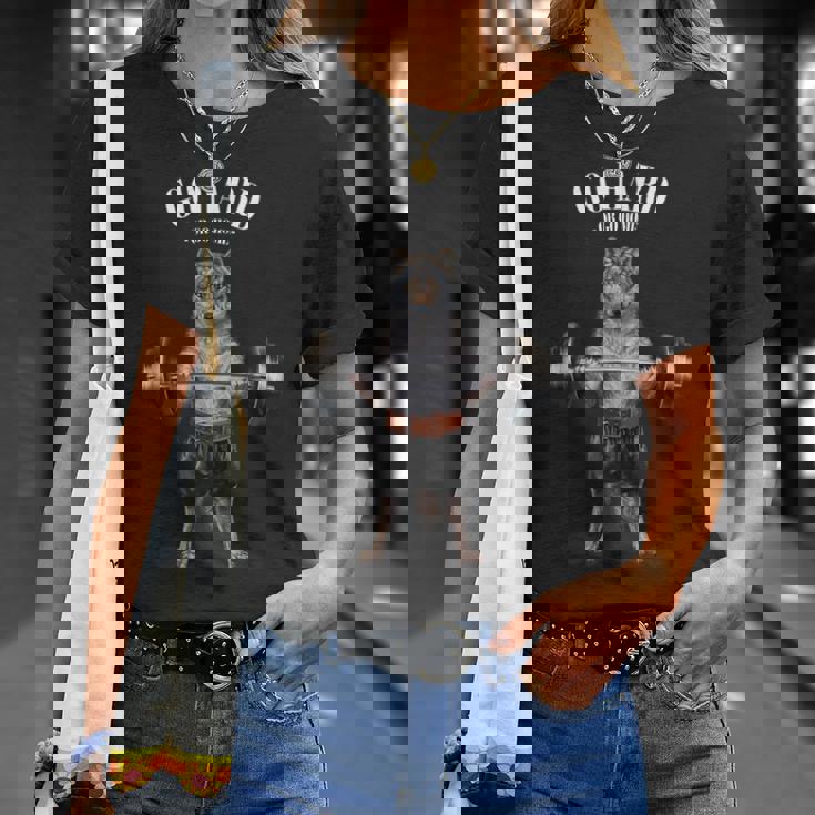 ウェイトリフティング 筋トレ バーベル やる気がないなら家に帰れ オオカミ 狼 Tシャツ 彼女への贈り物