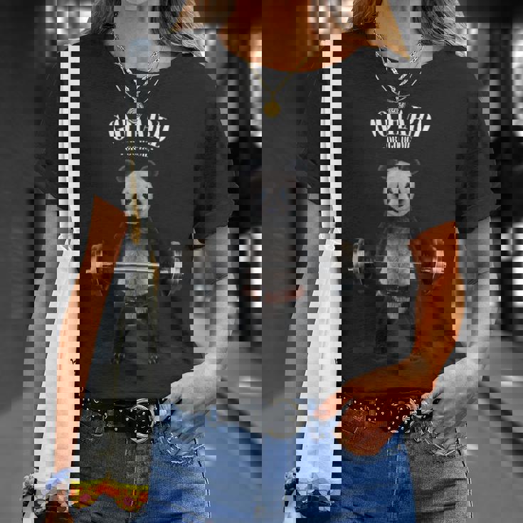 ウェイトリフティング 筋トレ バーベル やる気がないなら家に帰れ パンダ Tシャツ 彼女への贈り物