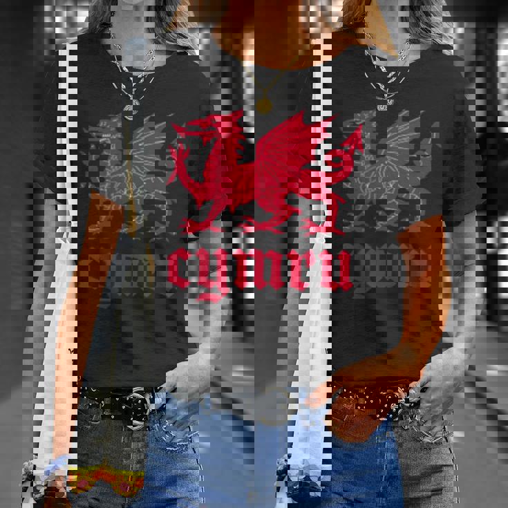 ウェールズ・ウェールズ・ウェールズ・シムレーグ・レッド・ウェールズ・ドラゴン Tシャツ 彼女への贈り物