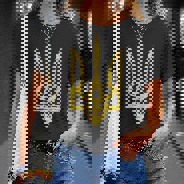 ウクライナのトライデントシンボル ウクライナ支援愛国 Tシャツ 彼女への贈り物