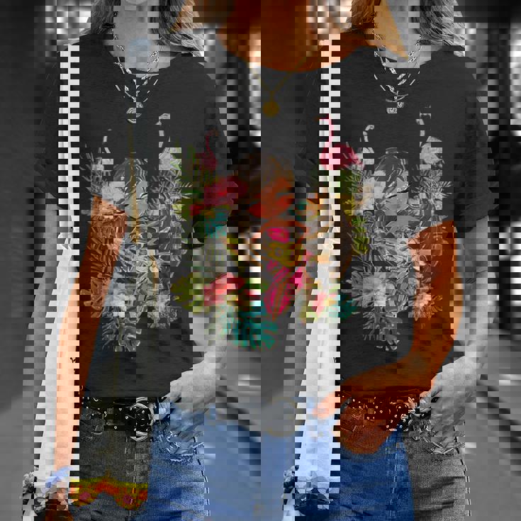 ウクレレフラガールティキバケーションハワイアンルアウビーチフラミンゴ Tシャツ 彼女への贈り物