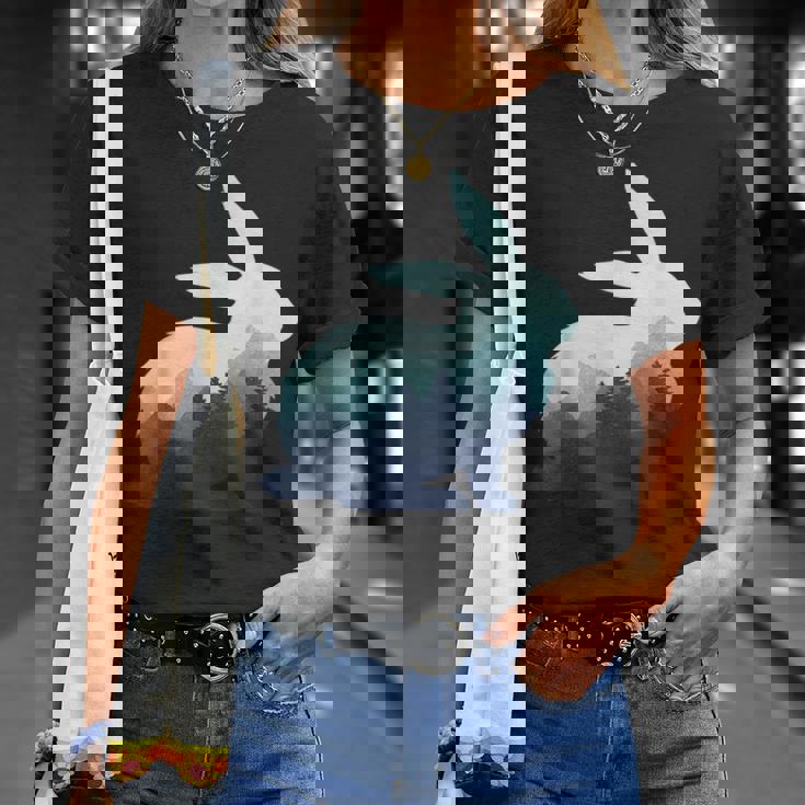 ウサギ バニー 野ウサギ 動物 野生 芸術的 グラフィック 自然 Tシャツ 彼女への贈り物