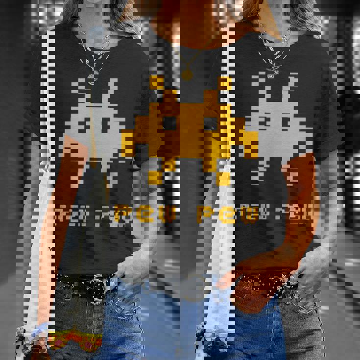 エイリアンインベーダーズピューピュースペース8ビットレトロビデオゲームギフト Tシャツ 彼女への贈り物