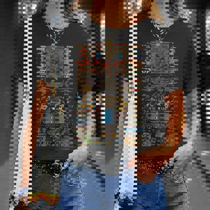 エジプトの多色オーナメント ヒエログリフ ヒエログリフ Tシャツ 彼女への贈り物