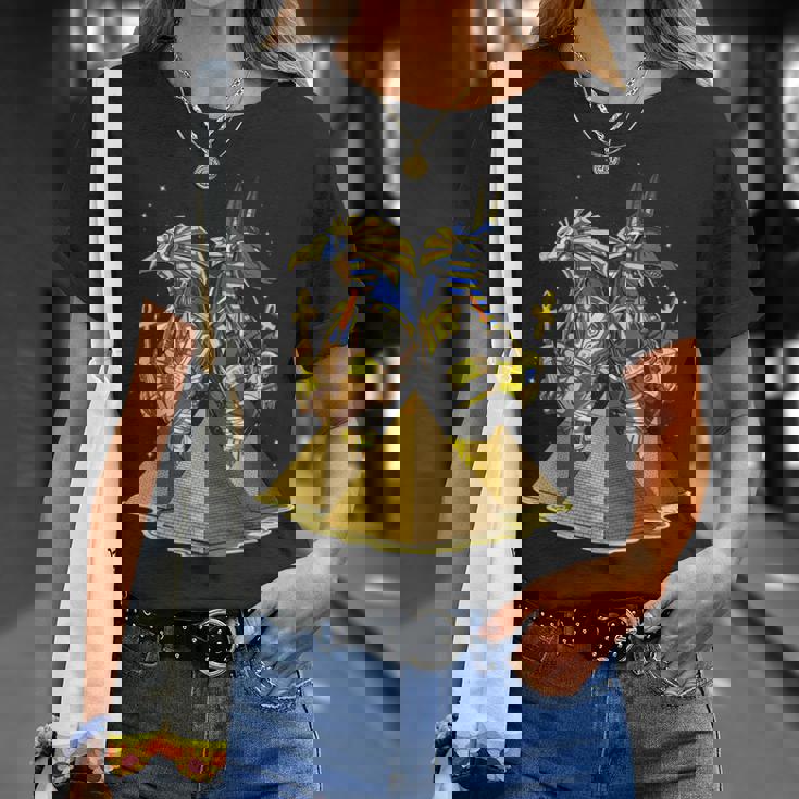 エジプトの神々アヌビスとホルスの目エジプトのピラミッドアンクのシンボル古代エジプト神話 Tシャツ 彼女への贈り物