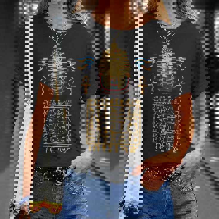エジプトヒエログリフ シンボル ツタ王 ファラオ 長袖tシャツ Tシャツ 彼女への贈り物