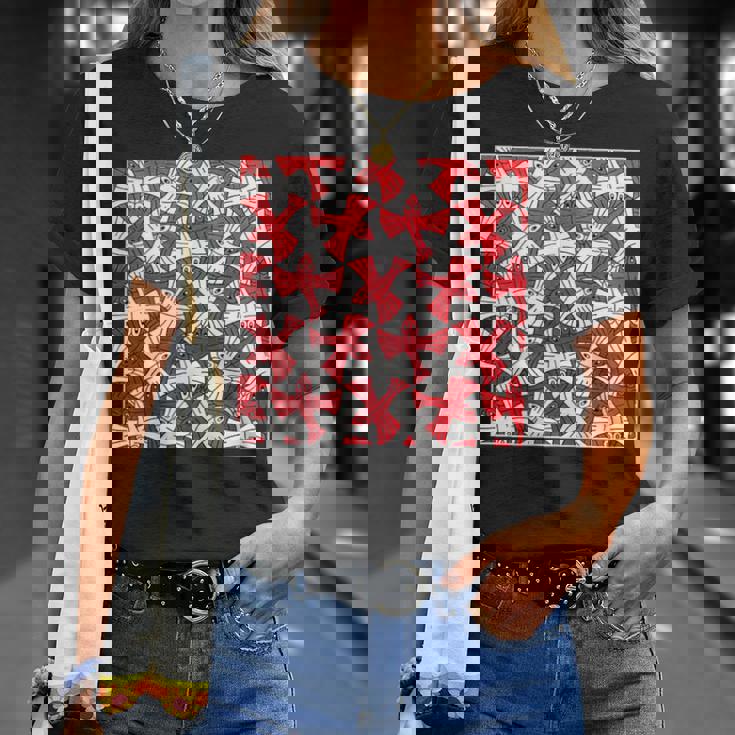 エッシャーにインスパイアされた鳥のテッセレーション。 Tシャツ 彼女への贈り物