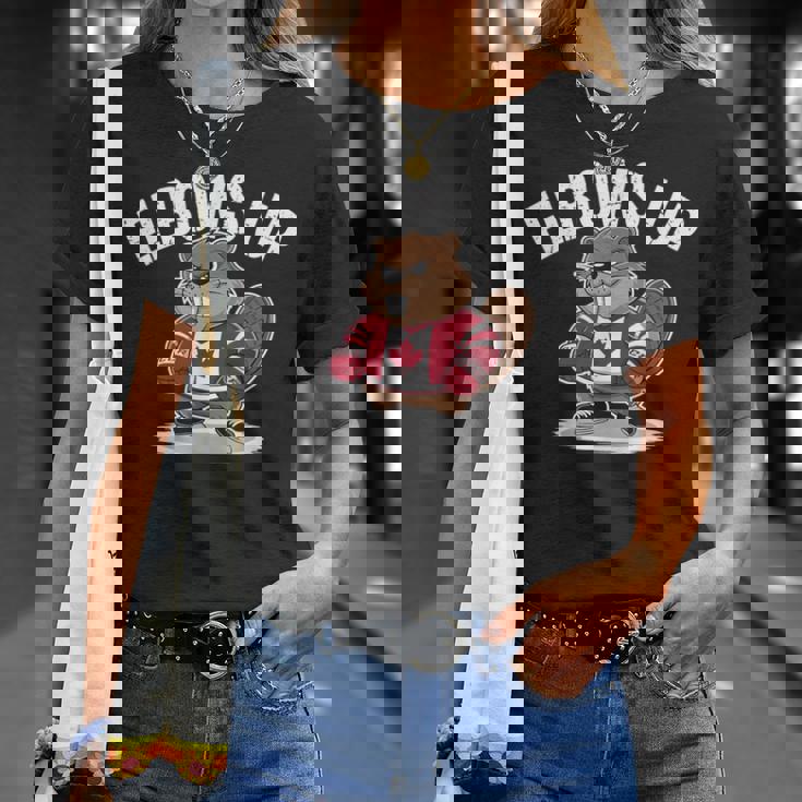 エルボーズ アップ ホッケー ビーバー カナダ人 誇り高き北 強くて自由 Tシャツ 彼女への贈り物