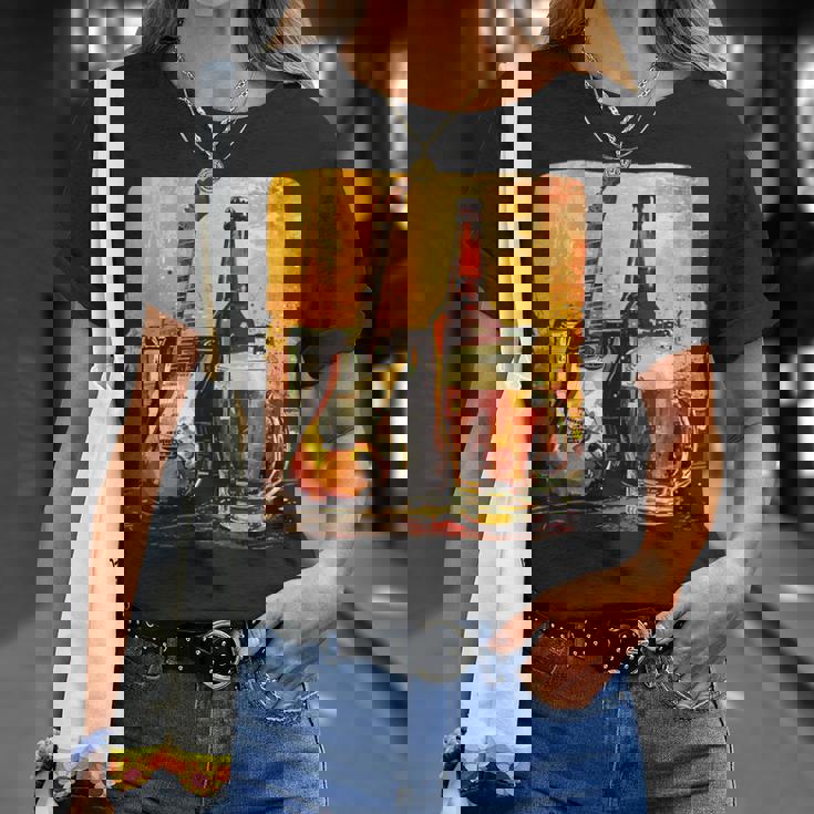 エレキギター好きのための酒とビールのロックギター Tシャツ 彼女への贈り物