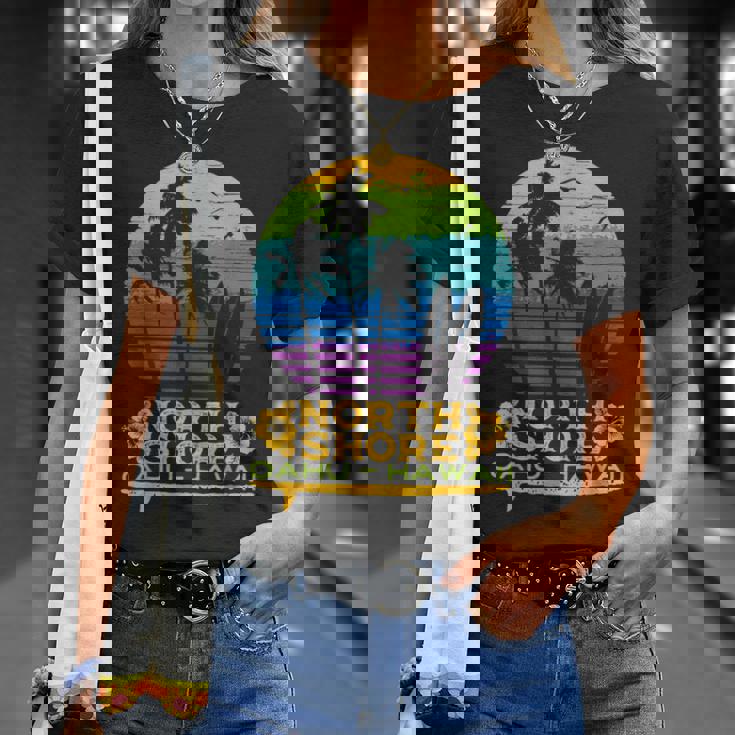 オアフ島ノースショア ハワイお土産サーフィンスタイル Tシャツ 彼女への贈り物