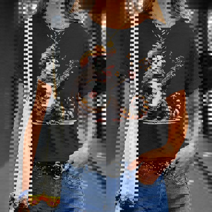 オポッサム演奏 バンジョー ギター 面白い ポッサムハット ゴミ オポッサム Tシャツ 彼女への贈り物