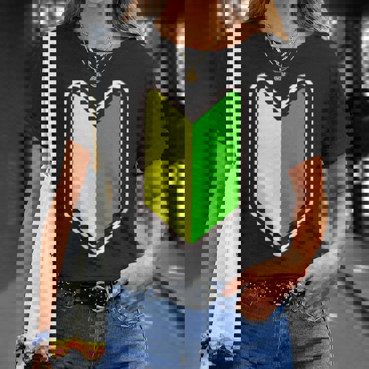 オリジナル個性派パロディ日本の道路交通法標識初心者マークプリント Tシャツ 彼女への贈り物