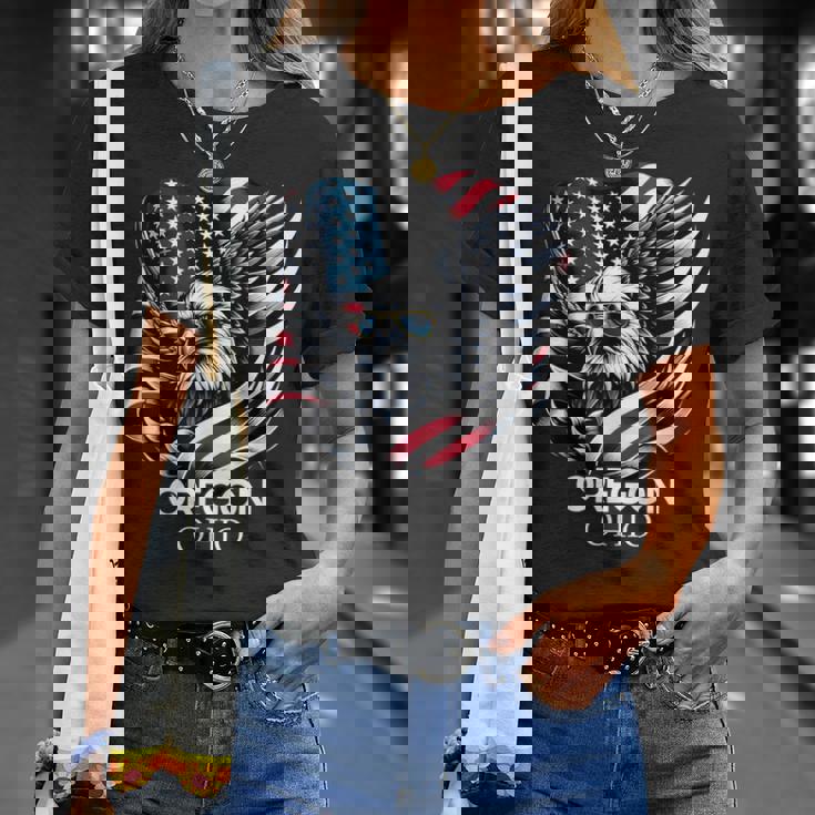 オレゴン州オハイオ州 7月4日 アメリカ国旗 Tシャツ 彼女への贈り物